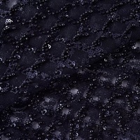 Zwarte 3D kralen-pailletten kant 100% polyester geborduurde mesh stof 125cm breed voor meisjes bruidsjurk avondjurk
