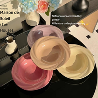 Assiette creuse en céramique à motif uni, de haute qualité, esthétique et créative, compatible micro-ondes, couleur sous-glaçure, pour salade et dîner