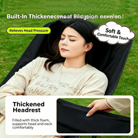 Chaise pliante d'extérieur à dossier haut réglable en 3 positions, avec poche latérale, portable, légère, design robuste, pour la randonnée, le jardin, le parc