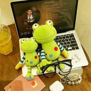 Peluche grenouille à pois personnalisée OEM/ODM - Grenouille en peluche colorée à pois avec membres rayés - Product Image 2