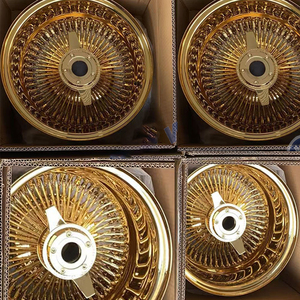 Rueda de alambre de aluminio forjado cromado de 25 mm con sistema Knock-off, 13" 14" 14*7 15*7, 72/100 radios, diseño inverso - Product Image 2