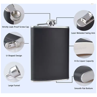 Gourde à alcool portable en cuir PU noir 8OZ, flacons à whisky en acier inoxydable, bouteilles à vin de voyage en plein air, pot