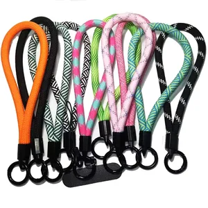 Creative Nylon Phone Lanyard with Keychain Anti-Lost Wrist Strap Security Universal Short Hanging Rope for Phone