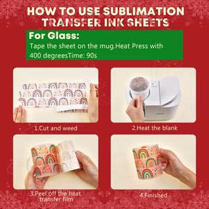Paquete de Hojas de Transferencia de Tinta para Sublimación Navideña, Papel de Transferencia de Sublimación Arcoíris para Tazas, Vasos, Llaveros y Camisetas DIY - Product Image 5