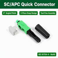 Connecteur rapide SC APC FTTH pour fibre optique, monomode, assemblage sur site, pour terminaison de câble de branchement