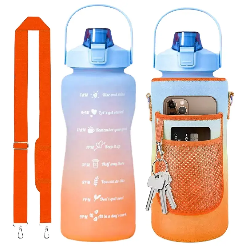 Personnalisez la bouteille d'eau en plastique sublimée de 32 oz la plus vendue avec des manchons Stockage de masse de 64 oz Logo personnalisé en métal pliable Gradie