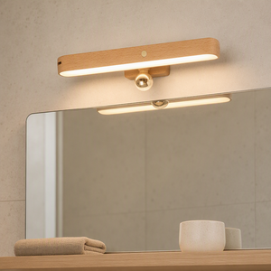 YONGZE Lumière de miroir en bois USB magnétique, bande lumineuse LED d'intérieur sans fil, lumière murale de couloir, lumière d'appoint pour miroir de maquillage - Product Image 1