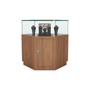 Yiree Custom Black Glass Store Exhibición de joyas Vitrina Gabinete Marco de hierro en polvo con luz LED - Product Image 4