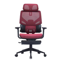 Chaise de bureau ergonomique de haute qualité en contreplaqué classique avec appui-tête entièrement en maille, design moderne et contemporain, roulettes pivotantes