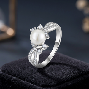 Qingxin CUSTOM OEM Luxury Simple Unisex Pearl Charm Classic Fashion <b>Ring</b> Silver Plated Korean Jewelry CE Certified - Product Image 2