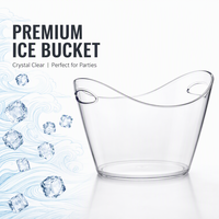 Seau à glace en plastique PP pour boissons, refroidisseur pour bière, vin, champagne, fête, mariage, barbecue, événement en plein air, Noël, Nouvel An