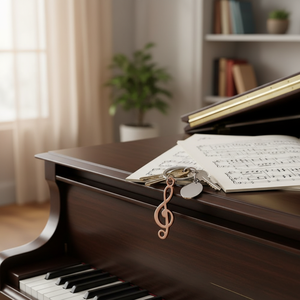 Portachiavi a Forma di Chiave di Violino in Metallo Oro Rosa, Accessorio con Nota Musicale - Product Image 2