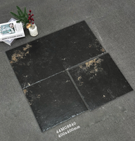 Baldosas de Porcelana Negra Mate de 400x400, Baldosas Antideslizantes para Baño y Cocina