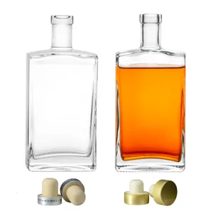 Hete Verkopende Vierkante Cognac Super Vuursteen Glazen Flessen Vierkante Glazen Cognac Fles 500Ml 700Ml 750Ml Voor Whisky Brandewijn Wodka Liquor