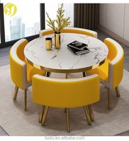Ensemble de table à manger ronde de luxe à vendre, avec chaises en métal, bois MDF, pour salon, restaurant, bar, bureau, 1 table, 4 chaises