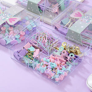 مخصص لون الماكرون مجموعة أربع خلايا مشبك ورقي تذكرة مجموعة تجليد المكتب توريد المصنع مباشرة Pushpin معدني - Product Image 2