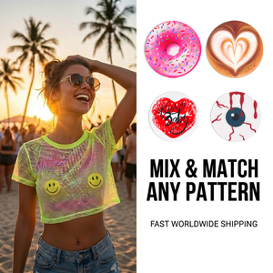 Copricapezzoli Rotondi Pronti per la Spedizione, Mix & Match con Qualsiasi Motivo: Faccina Sorridente, Arcobaleno, Glitter, Camouflage, Cibo, Usa e Getta, per Donne - Product Image 1