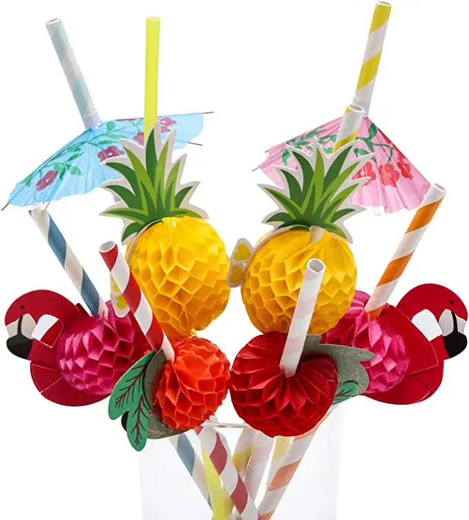 Manual Paper Umbrella Cocktail Drinking Straws Wedding Event Holiday Party Supplies Bar Decorations Disposable Straws