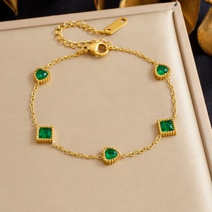 Fashion Charm Bracelet Geometric Square Heart Shape Zinc Alloy Bezel Setting Jewelry Accessory - Product Image 1