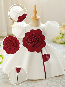 Nuovo arrivo principessa o-collo formale abiti da festa tinta unita al ginocchio Chiffon di compleanno per bambine Appliques <span class=keywords><strong>bambini</strong></span> - Product Image 4