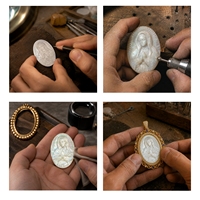 Wikinger Nordische Mythologie Anhänger-Halskette Handgeschnitzte Perlmutt-Kamee Mjölnir Hammer Vegvisir Kompass Yggdrasil