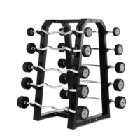 Ensemble d'haltères à poids fixe de qualité commerciale 20 kg (barre droite/barre curl) – Équipement d'entraînement physique professionnel durable