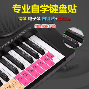 Keyboard Sticker 886154 Piano Electronic Keyboard White Black <b>Key</b> <b>Labels</b> With Notes For Practice - Product Image 1