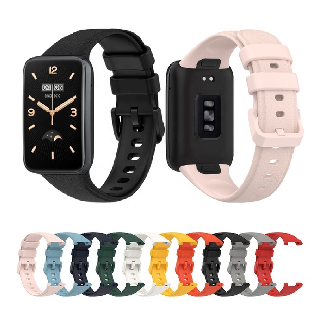 Solid Color Sports TPE Replacement Bracelet Wristband for Xiaomi Mi Band 7 Pro Litchi Pattern Silicone Watch Strap