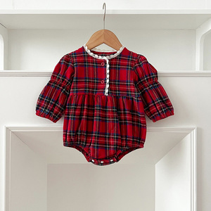 लड़कियों की लड़कियों की लड़कियों की लाल प्लेड लड़कियों की लंबी आस्तीन के बाल रोपर्स - Product Image 6