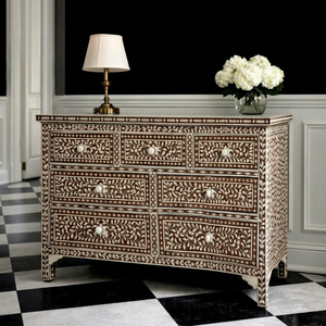 Contemporary Bone Inlay <b>Sideboard</b> Cabinet Solid Wood Storage Dresser Living Room Dining Furniture - Product Image 1