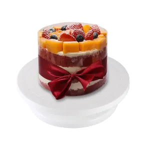 MANJIA döner kek standı pikap kek dekorasyon için plastik kek standı döner oateşhir tepsisi kaymaz şerit ile