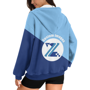 Sudadera con capucha de talla grande con logotipo personalizado estampado para mujer, Jersey suave transpirable recortado, ropa de calle, sudadera holgada con capucha y cremallera para chica <span class=keywords><strong>4XL</strong></span> - Product Image 4