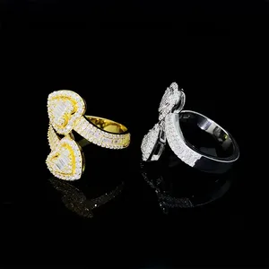 Wholesale Heart Style <strong>Men</strong> <strong>Rings</strong> Fine Jewelry 925 Sterling Silver VVS Moissanite Diamond Iced Out Hip Hop <strong>Ring</strong> - Product Image 6