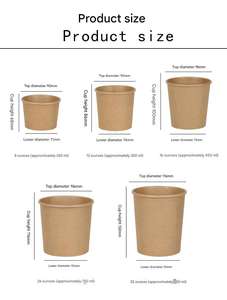 Gobelets à soupe en papier brun personnalisés en gros, bols à soupe à emporter, gobelets jetables pour boissons chaudes avec couvercle, seau à soupe - Product Image 5