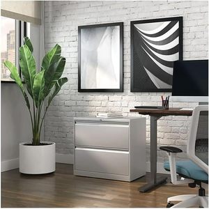Alera Classeur latéral gris clair à 2 tiroirs, 36 po x 18,63 po x 28 po, 2 tiroirs pour dossiers format légal/lettre, en métal - Product Image 2