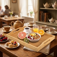 Plateau de service alimentaire avec poignées, plateau de lit pour petit-déjeuner, plateau à thé, plateau à collation, plateau de dîner, plateau de rangement décoratif pour la maison, plateau alimentaire, plateau pour ottoman, plateau de comptoir de cuisine