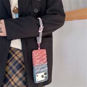 <span class=keywords><strong>Coque</strong></span> créative personnalisée Ins aux couleurs contrastées, compatible avec iPhone 16 Pro Max, <span class=keywords><strong>coque</strong></span> pour iPhone 17, <span class=keywords><strong>coque</strong></span> avec cordon pour iPhone 14/15 - Product Image 3