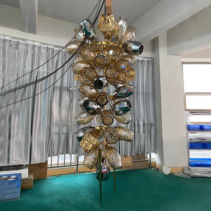 Modern hotel custom size bronze chandelier luxury smoke large crystal chandelier for art decorative