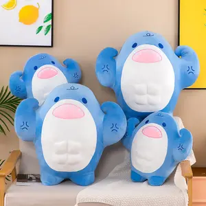 Kreatives lustiges Design Starkes Muskel blau Gefülltes Ozean Tier Plüsch tier Weich & Squishy Kinder Beruhigendes Bett Lappen Kawaii Peluche