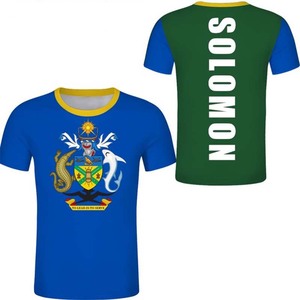 เสื้อยืดลายธงชาติหมู่เกาะโซโลมอนสำหรับผู้ชายแฟชั่นแขนสั้นโพลีเอสเตอร์แบรนด์ที่สามารถปรับแต่งได้สำหรับแฟนๆ - Product Image 1