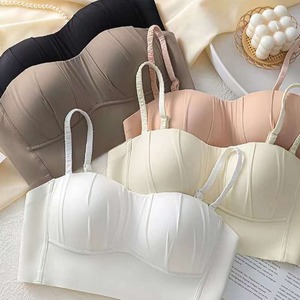 Nouveau Soutien-Gorge sans Bretelles Sans Couture pour <span class=keywords><strong>Femmes</strong></span>, Poitrine Menue, Rembourrage Pigeonnant, Anti-Affaissement, Sans Armature, Respirant - Product Image 1