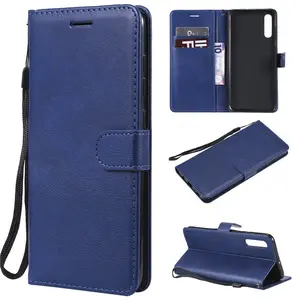 Casing Dompet Flip Megnetic Pria, Penutup Pelindung Ponsel Kulit PU Hitam untuk Xiaomi Mi 8 Lite