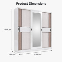 Meubles de chambre à coucher modernes, armoire à portes coulissantes avec panneau miroir, placard de rangement en acier, armoire à vêtements en métal sur mesure pour usage domestique