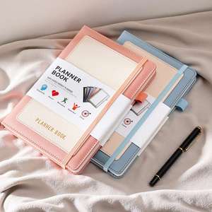 Pu Leather PP Hardcover Saddle Stitching 100gsm Self Care Thick Journals Notebook Planner with Elastic Band - Product Image 4