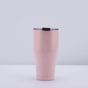 Gobelet isotherme incurvé de 20 oz en acier inoxydable à double paroi, avec revêtement en poudre dégradé et couvercle - Product Image 6