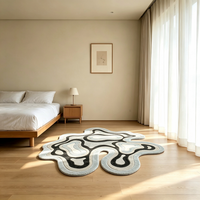 Ästhetischer Freiform-Teppich mit Organischem Design, Handgetuftetes Kontur-Muster für Wohnraumdekoration