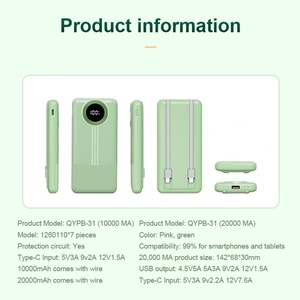 Nuevo Cargador Superrápido de 22.5W con Cable, Pantalla Digital, Banco de Energía Portátil de 10000mah/20000mah - Product Image 3