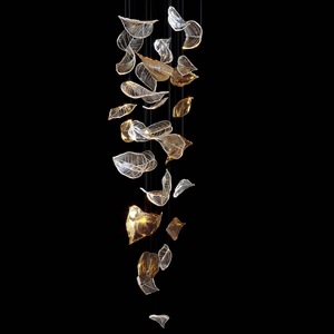 Customizable Modern Design Shopping Mall Handmade Glass Leaf Chandelier Large Ceiling Installation in the Living Room - Product Image 5