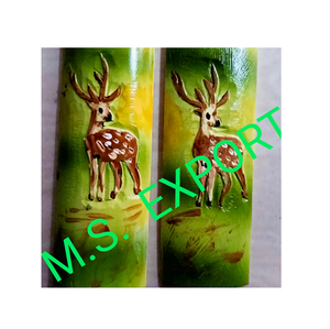 Handmade Polished Camel <b>Bone</b> <b>Knife</b> <b>Handle</b> Scales Deer Forest Pattern Love Eco-Friendly Folk Art Gift - Product Image 2