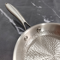 Mini poêle à frire en titane triple couche avec poignées personnalisées, finition martelée et polie au sable, pour cuisine, poêles légères